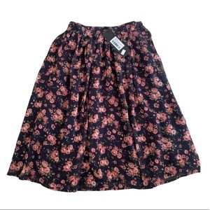 NWT MikaRose Black Rose Floral Skirt Size XS
